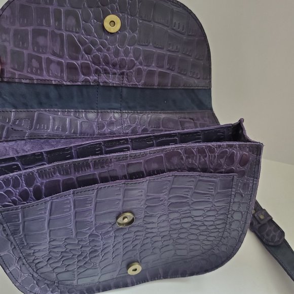 Chic Purple Crocodile-Embossed Women's Bag - Picture 5 of 16
